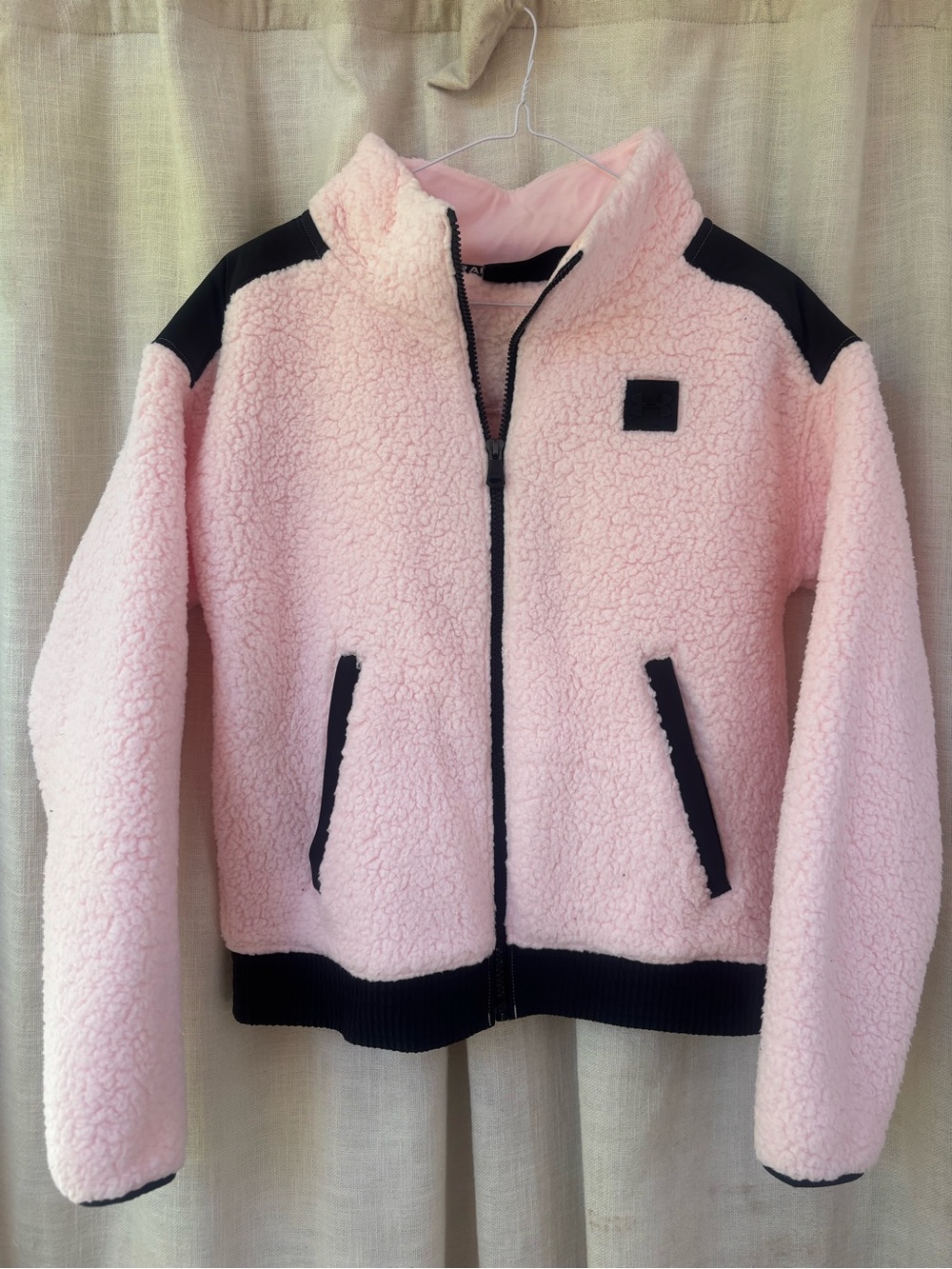 Under Armour Pink Sherpa Zip Jacket with Black Trim